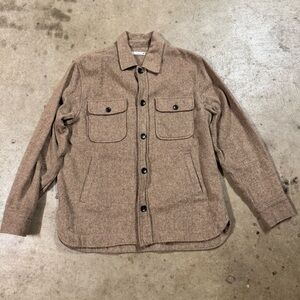 Zara Cotton Poly Blend CPO Shacket Shirt Jacket Size L Tan/Beige